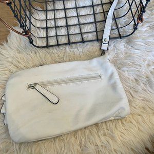 White Big Buddha Flower Design Faux Leather Wristlet